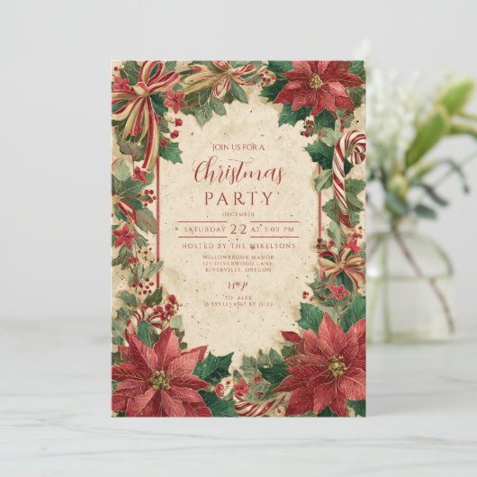 Feestelijke rode strik Kerstmis Kaart (Staand voorkant)