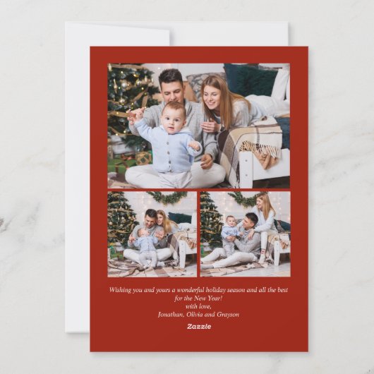 Feestelijke rode strik lint kerstfoto feestdagenkaart (Achterkant)