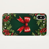 Feestelijke rode strik met levendige kerstgroen Case-Mate iPhone case (Achterkant (horizontaal))