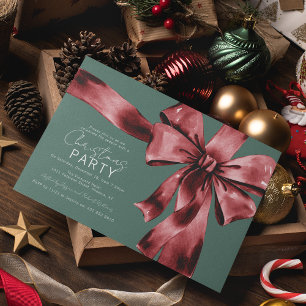 Feestelijke Rode Strik Zakelijke Kerstparty Kaart