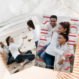 Feestelijke rode twee foto gelukkigste Feestdagen Feestdagenkaart