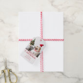 Feestelijke Rode Typografie, Foto en Polka Dots Cadeaulabel (Met Touw)