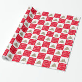 Feestelijke Rode Typografie Kerstboom Cadeaupapier (Uitgerold)