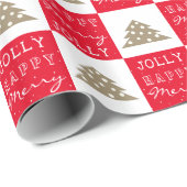 Feestelijke Rode Typografie Kerstboom Cadeaupapier (Rol Hoek)