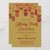 Feestelijke Rode Uitnodiging voor Vakantiefeest (Voorkant / Achterkant)