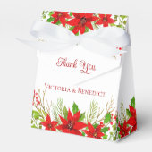 Feestelijke rode vakantie bruiloft gepersonaliseer bedankdoosjes (Voorkant Zijde)