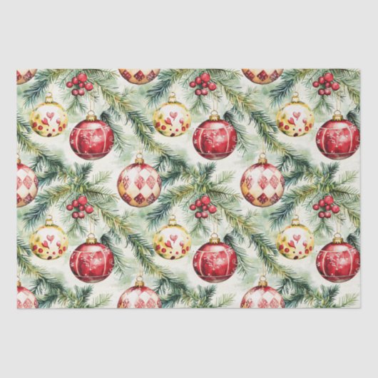 Feestelijke rode vintage kerst Ornamenten Tissuepapier (Voorkant)