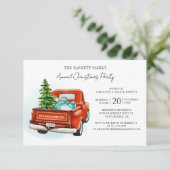 Feestelijke rode vrachtwagen kerstfeest kaart (Staand voorkant)