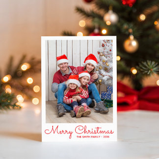 Feestelijke Rode Vrolijk Kerstmis met Foto Feestdagenkaart