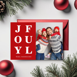 Feestelijke rode vrolijke één foto kerst feestdagenkaart