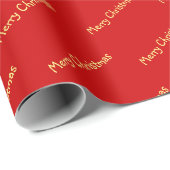Feestelijke rode vrolijke kerst cadeaupapier (Rol Hoek)