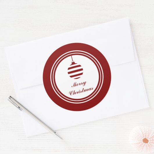 Feestelijke rode vrolijke kerst ronde sticker (Envelop)