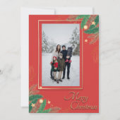 Feestelijke rode vrolijke kerstfoto feestdagenkaart (Voorkant)