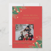 Feestelijke rode vrolijke kerstfoto feestdagenkaart (Achterkant)