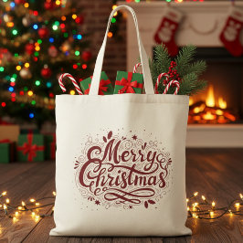 Feestelijke Rode Vrolijke Kerstvakantie Tote Bag