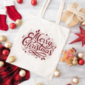 Feestelijke Rode Vrolijke Kerstvakantie Tote Bag