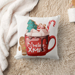 Feestelijke Rode Warme Chocolade Merry Xmas Cartoo Kussen