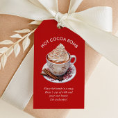 Feestelijke Rode Waterverf Hot Cacao Bomb Cadeaulabel