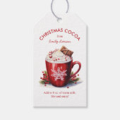 Feestelijke Rode Waterverf Hot Cacao Cadeaulabel (Voorkant)