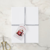 Feestelijke Rode Waterverf Hot Cacao Cadeaulabel (Met Touw)