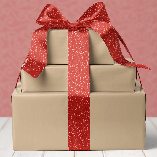 Feestelijke rode wervelpatroon Kerstmis Satijnen Lint