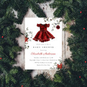 Feestelijke Rode Winter Baby shower Invitation Gir Kaart