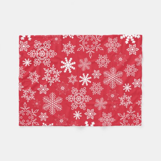 Feestelijke Rode Winter Sneeuwvlokken Patroon Vaka Fleece Deken (Voorkant (Horizontaal))