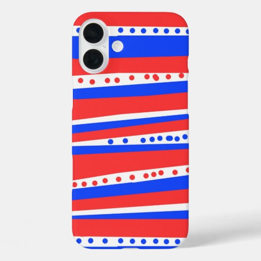 Feestelijke rode witte blauwe cirkels strepen Case-Mate iPhone case (Achterkant)