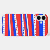 Feestelijke rode witte blauwe cirkels strepen Case-Mate iPhone case (Achterkant (horizontaal))