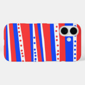 Feestelijke rode witte blauwe cirkels strepen Case-Mate iPhone case (Achterkant (horizontaal))