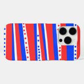 Feestelijke rode witte blauwe cirkels strepen Case-Mate iPhone case (Achterkant (horizontaal))