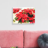 Feestelijke Rode Witte Bloemige Poinsettia's Canvas Afdruk (Insitu (Woonkamer))