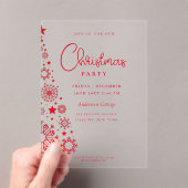 Feestelijke Rode Witte Kerstboom Party Acryl Uitnodigingen (Insitu (Draagbaar))