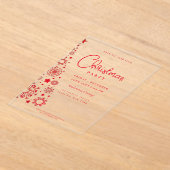 Feestelijke Rode Witte Kerstboom Party Acryl Uitnodigingen (Laagn)