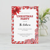 Feestelijke Rode Witte Sneeuwvlok Snoep Kerstfeest Kaart (Staand voorkant)