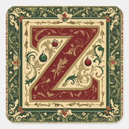 Feestelijke rode Z met kerstgroen Vierkante Sticker