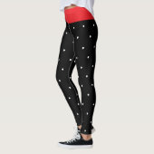 Feestelijke rode zwarte witte stippen leggings (Links)