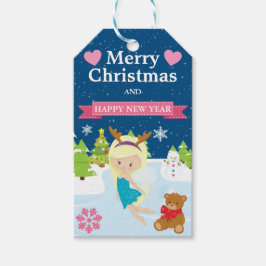 Feestelijke Rodeharige Winterfee Kerstmis Cadeaulabel