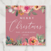 Feestelijke Romantische Dusty Roze Rose Bloemen Ke Bedankjes Labels (Voorkant)