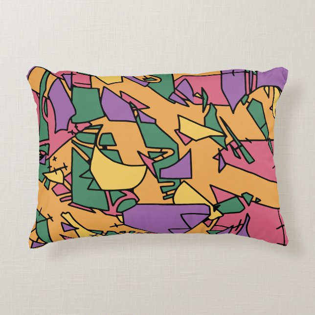 Feestelijke rommelige doodle accent kussen (Voorkant)