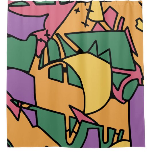 Feestelijke rommelige doodle douchegordijn (Voorkant)