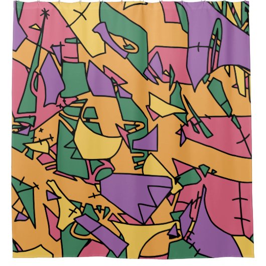 Feestelijke rommelige doodle douchegordijn (Voorkant)