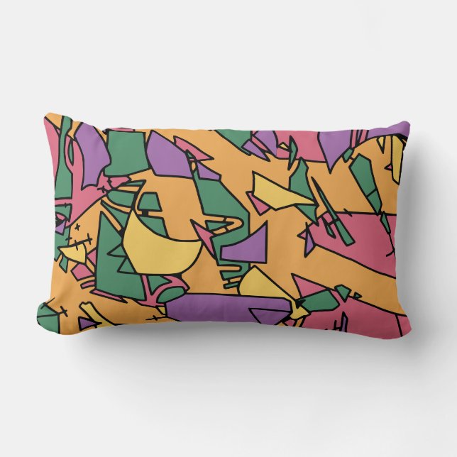 Feestelijke rommelige doodle kussen (Voorkant)