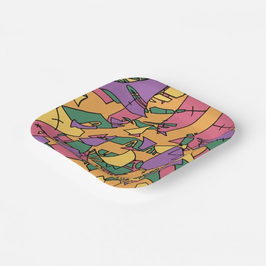 Feestelijke rommelige doodle papieren bordje (Gebogen)