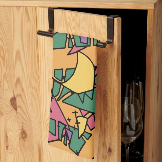 Feestelijke rommelige doodle theedoek (Derde Gevouwen)