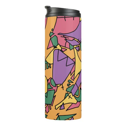 Feestelijke rommelige doodle thermosbeker (Geroteerd rechts)