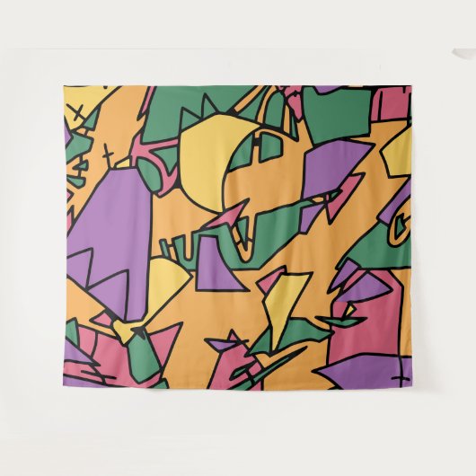 Feestelijke rommelige doodle wandkleed (Voorkant (horizontaal))