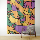 Feestelijke rommelige doodle wandkleed (In situ)