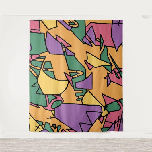 Feestelijke rommelige doodle wandkleed (Voorkant)