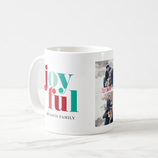 Feestelijke Rood en Groen "Vrolijk" Galerij van 3  Koffiemok (Voorkant links)